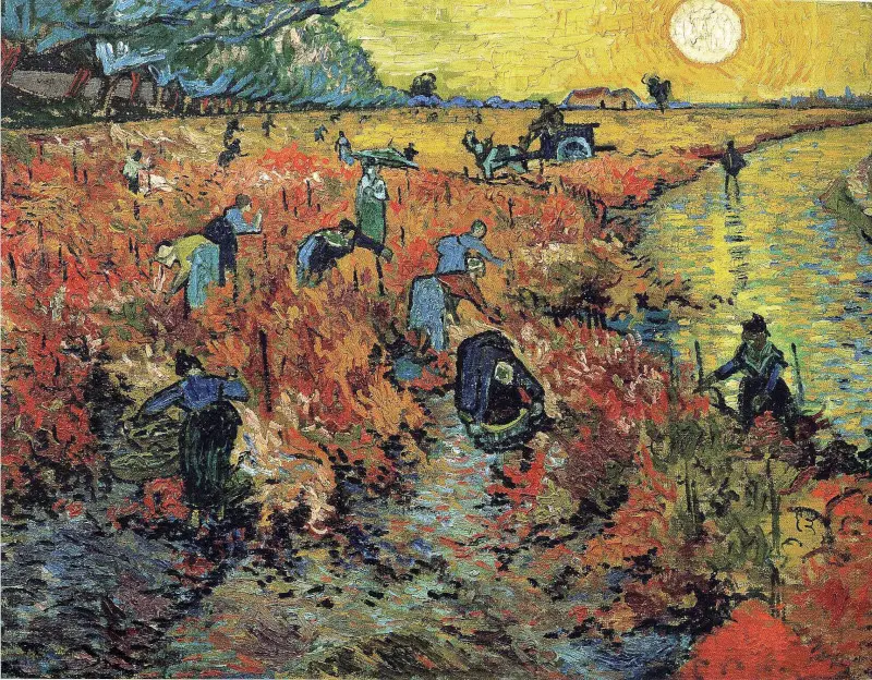 Vincent van Gogh Coucher de soleil - Le vignoble rouge
